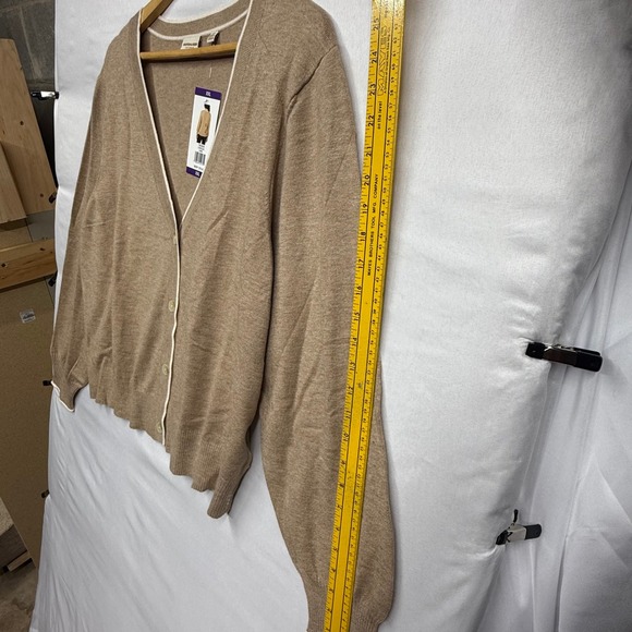 Scotch Soda Amsterdam Women's Beige Cardigan V Neck Button‎ Front Knit Size XXL - Picture 6 of 17